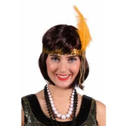 Hoofdband Pailletten Veer Goud