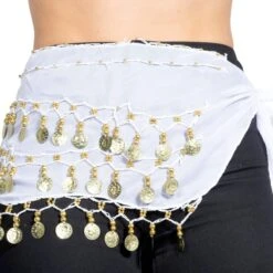 Heupsjaal Met Munten Wit