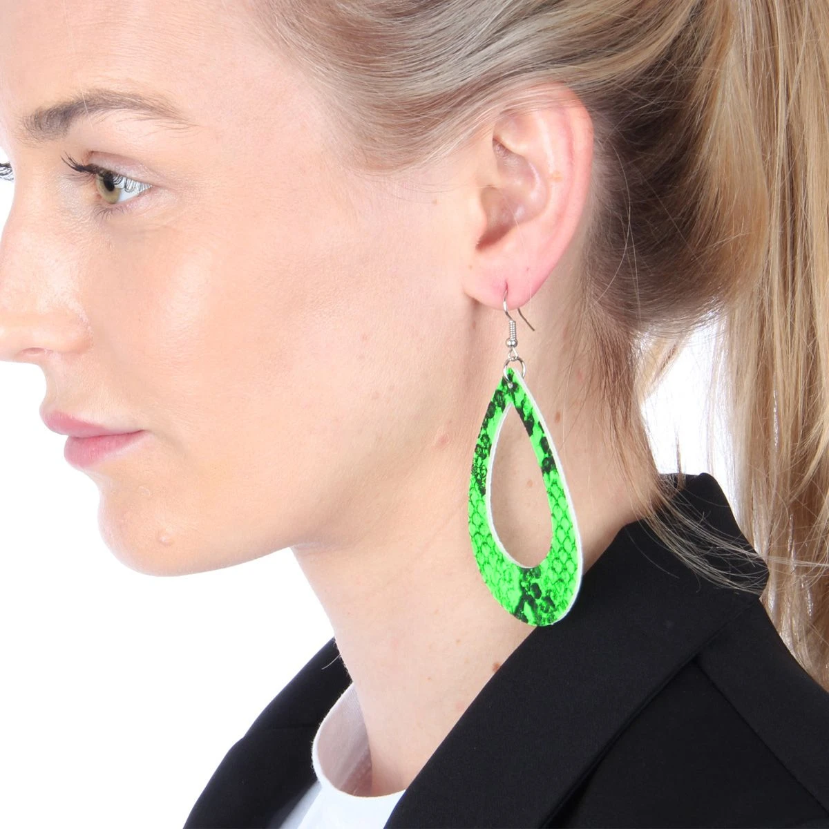 Neon Oorbellen Print Groen - Afbeelding 3