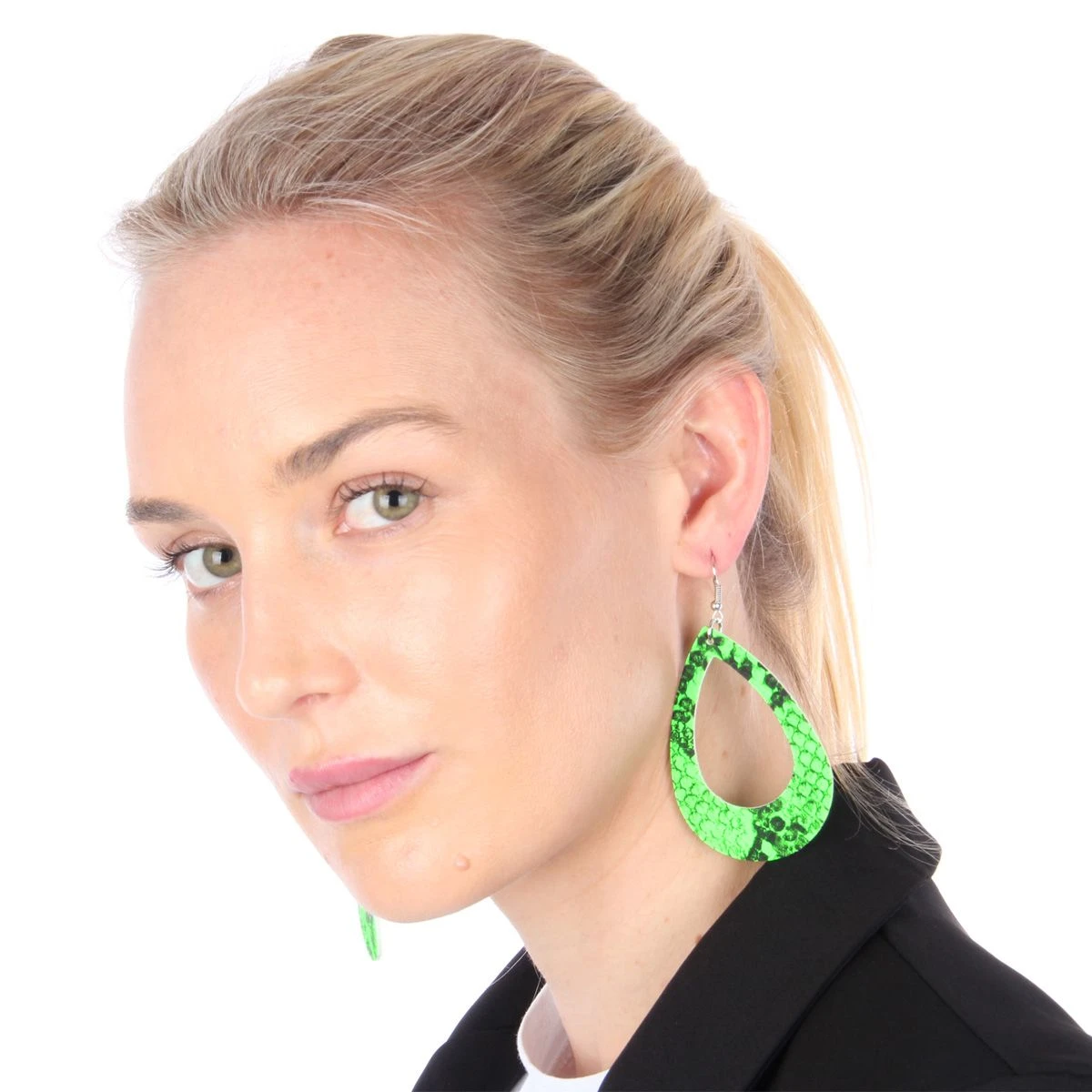 Neon Oorbellen Print Groen - Afbeelding 4