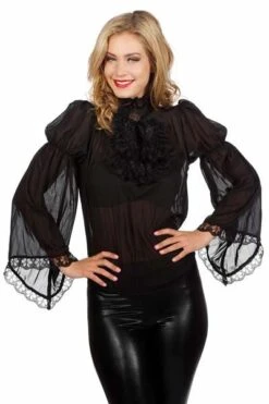 Gothicblouse Steampunk Zwart