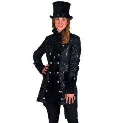 Luxe Markiezin Jas Zwart